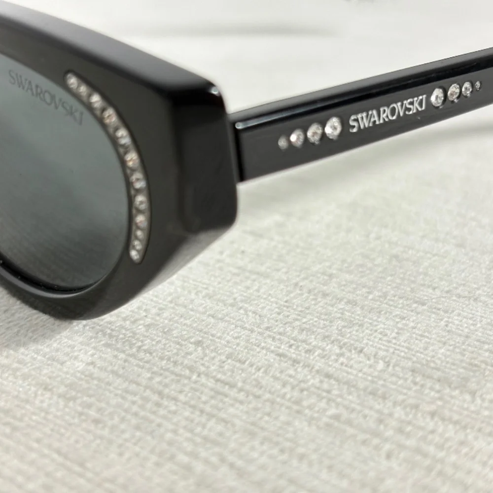 Swarovski Y2K Black Cat-Eye Sunglasses w/ Crystal Accents | Early 2000s